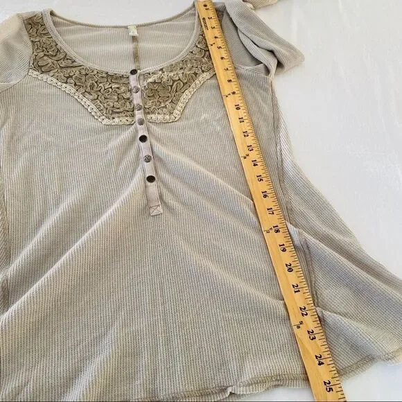 Free People Diego Thermal Henley Long Sleeve Top Medium - Picture 9 of 12